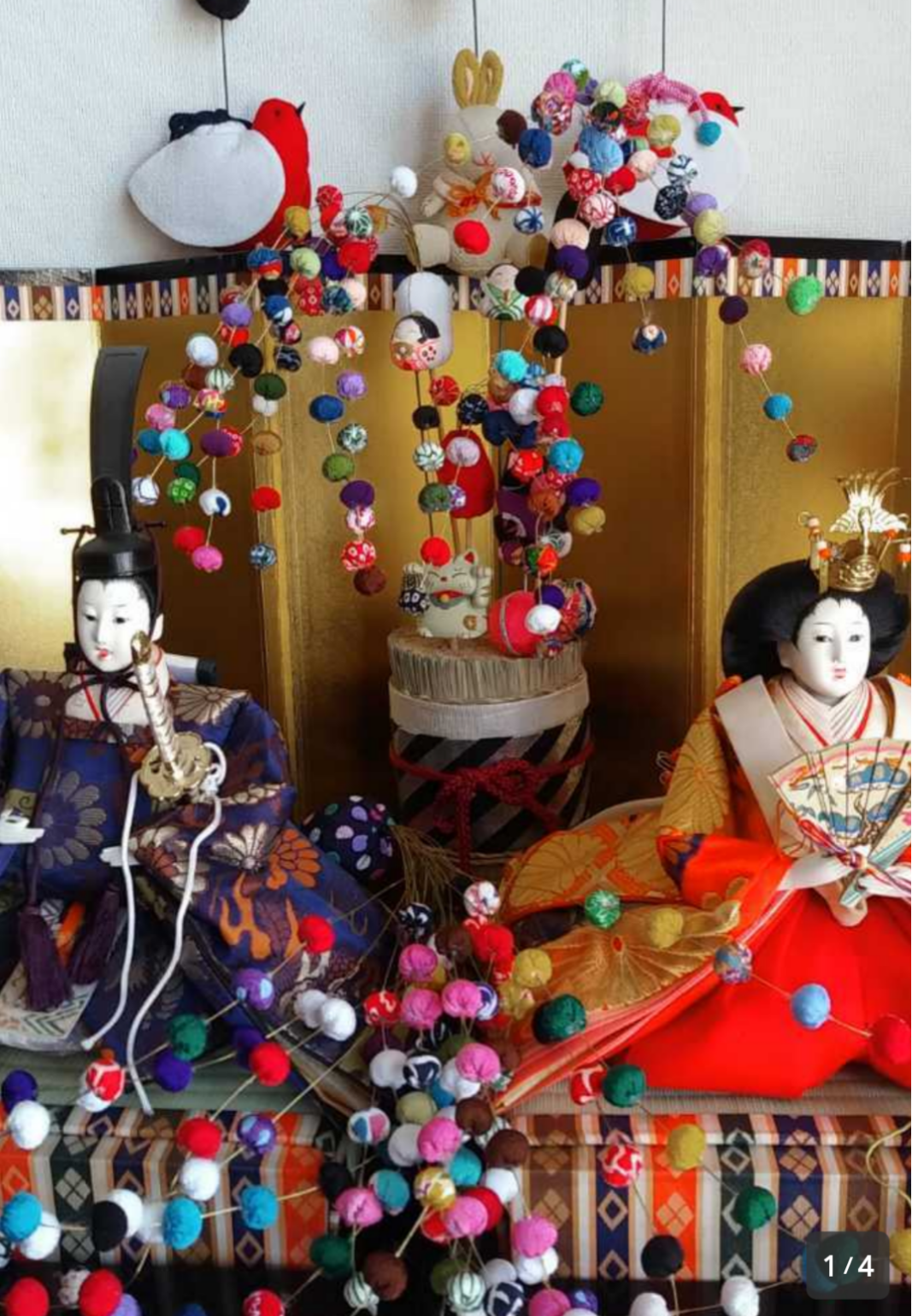 【好評にて期間延長】 ひな祭り♪ポンポン玉飾り棒2本セット ちりめん細工好きさんに 雛人形・ひな祭り
