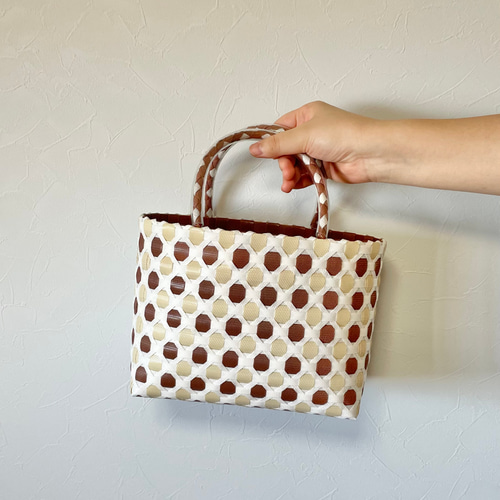 ppバンドの かごバッグ 水に強くて丈夫なプラカゴ 小さめ S サイズ