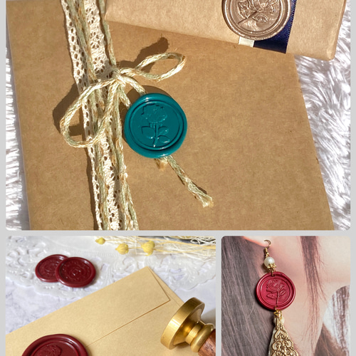 バラ / シーリングスタンプ / シール / ラッピング / 手紙 / 封蝋