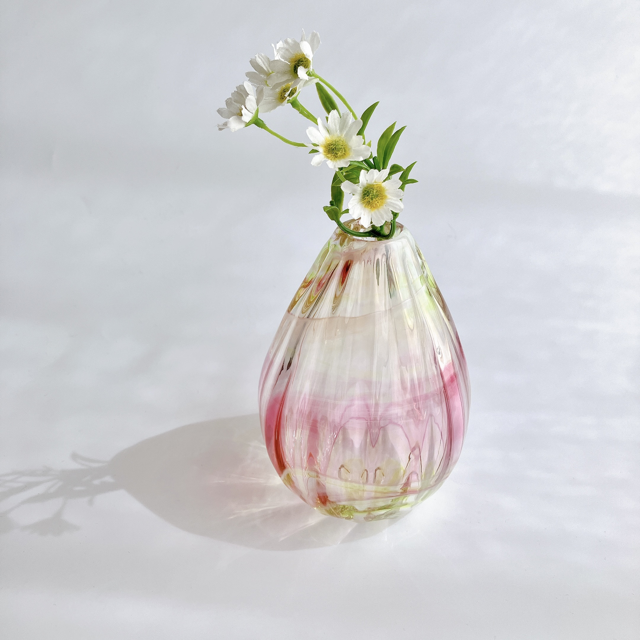 【蔵c8405b】工芸ガラス　手吹ガラス花瓶　花生