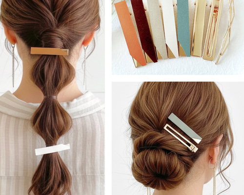 本革ヘアアクセサリー ♥️200【2点で800円】レザー ヘアクリップ ① ヘアピン 本革 ヘア