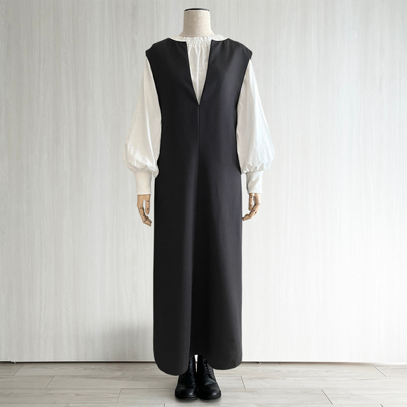 【日本/紀州】ボリューム袖クルーギャザー長袖プルオーバー_オーガニック綿100%_White 3枚目の画像