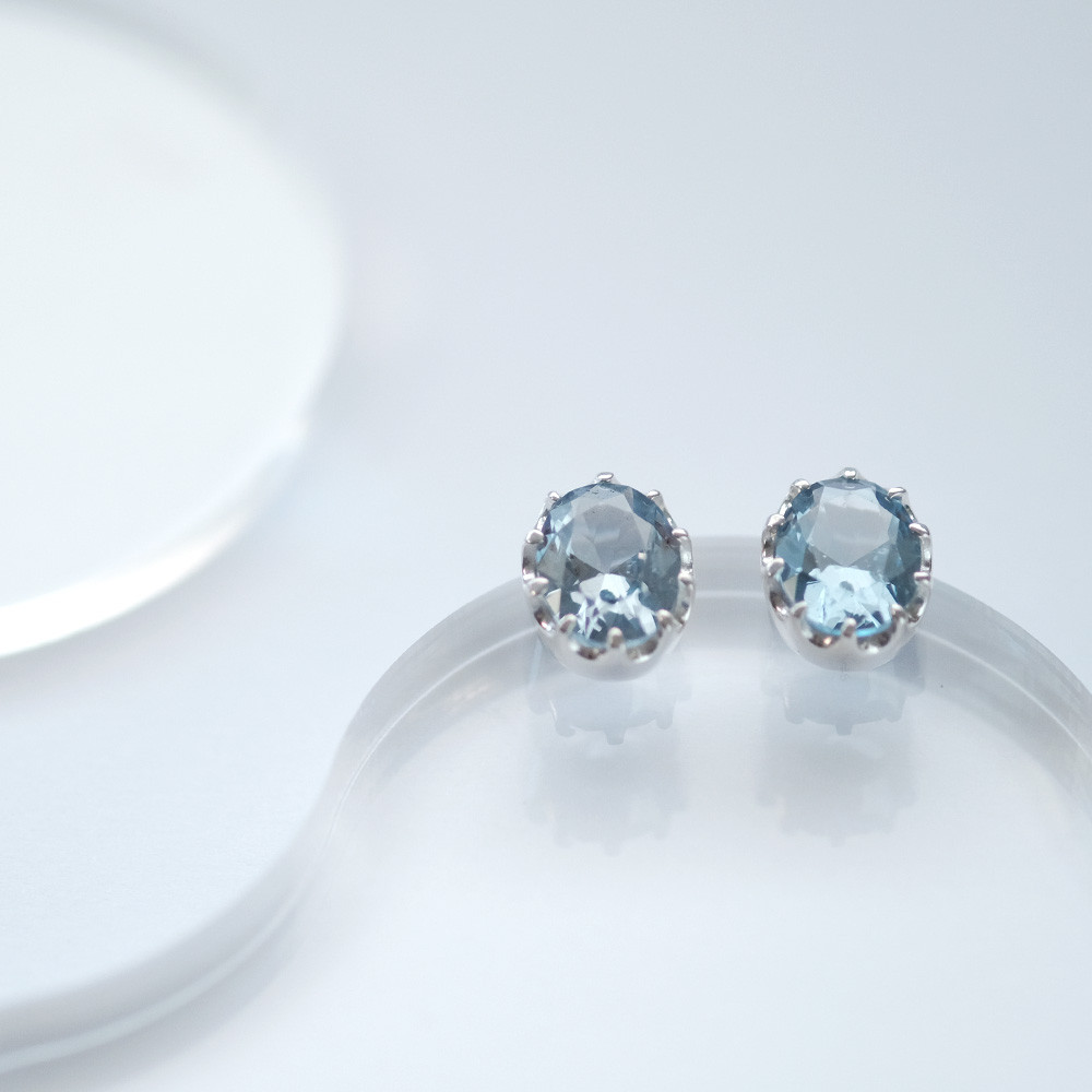 大粒 アクアマリン ピアス イヤリング シルバー925