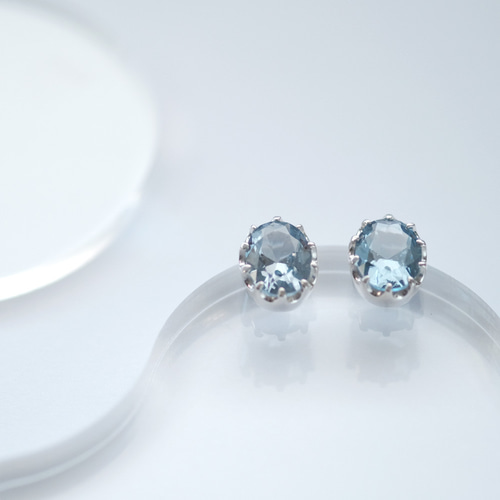 大粒 アクアマリン ピアス イヤリング シルバー925 ピアス（スタッド