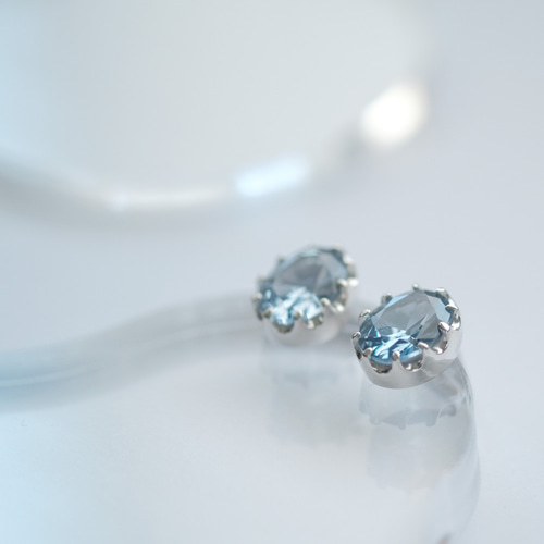 大粒 アクアマリン ピアス イヤリング シルバー925 ピアス（スタッド