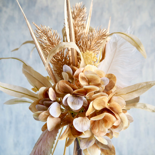 花器二種 スワッグにもなる2way幾何学的ゴールドワイヤー花瓶と