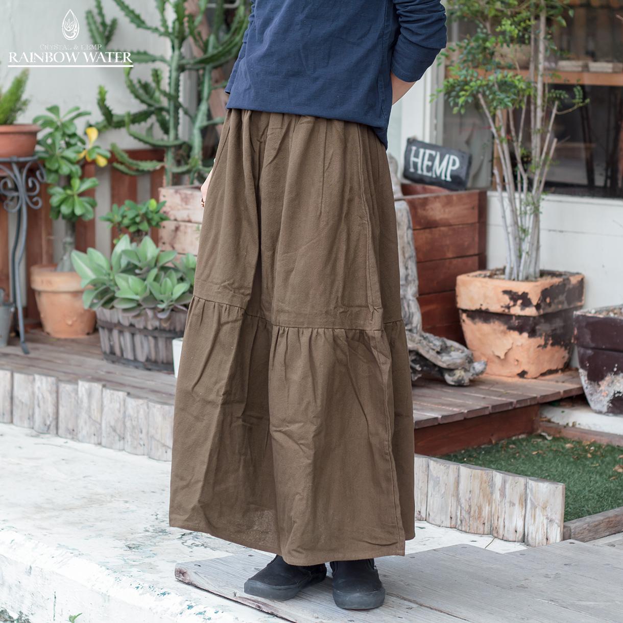 ティアード スカート【コットン100％】 / カーキッシュ・ブラウン