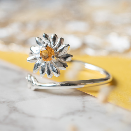 ジュエリーマキ】 シトリン ダイヤモンド リング 9号 K18 薄かっ  