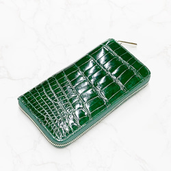 日本製　スモールクロコダイル　ポロサス　ボンベ仕立て　上質　長財布　財布　ロングウォレット　ラウンドファスナー 3枚目の画像