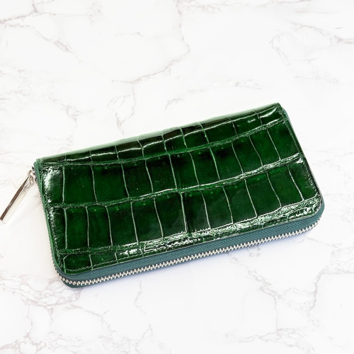 日本製 スモールクロコダイル ポロサス ボンベ仕立て 上質 長財布 財布