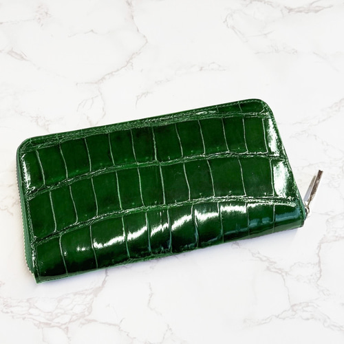 日本製 スモールクロコダイル ポロサス ボンベ仕立て 上質 長財布 財布