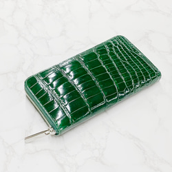 日本製　スモールクロコダイル　ポロサス　ボンベ仕立て　上質　長財布　財布　ロングウォレット　ラウンドファスナー 1枚目の画像