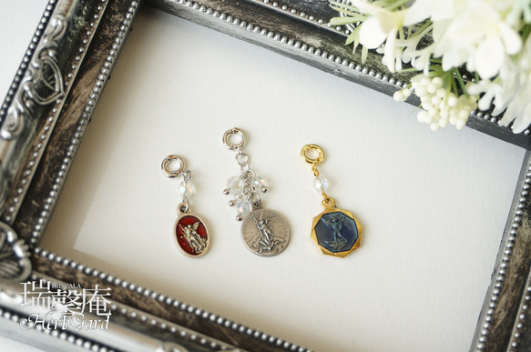 【ミニチャーム・大天使ミカエル（いぶし銀×聖母）】ブレスレットチャーム、携帯ストラップ、ペンダントトップ等に 7枚目の画像