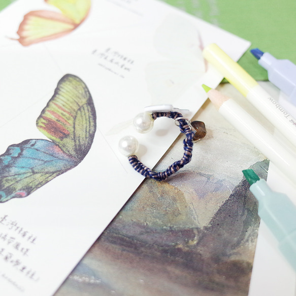 臺灣特有種 琉璃帶鳳蝶 黑瑪瑙 繪畫單耳耳骨夾 耳環 第3張的照片