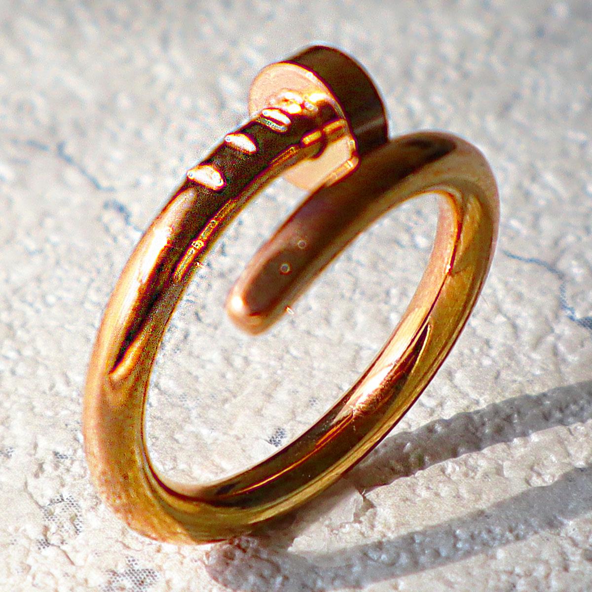 指輪 レディース ステンレス 釘 シンプル リング ピンキーリング 鏡面