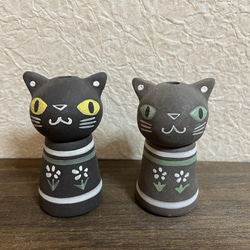 【kinakoneさまご予約品】猫だるま・ねこけし2匹 4枚目の画像