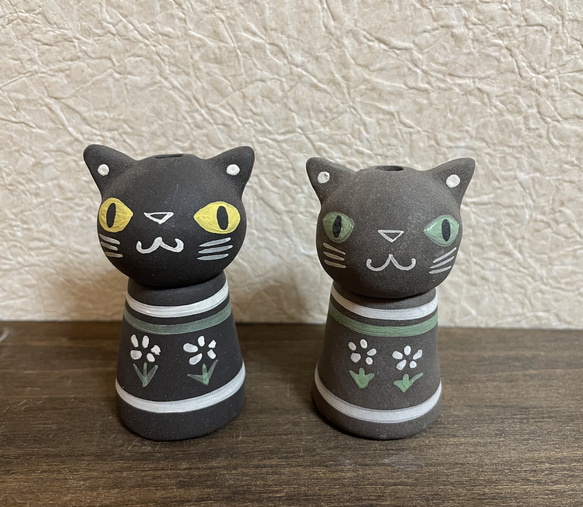 【kinakoneさまご予約品】猫だるま・ねこけし2匹 4枚目の画像