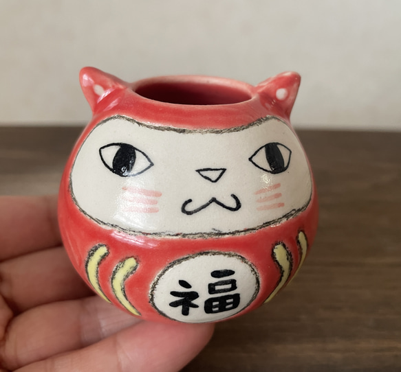 【kinakoneさまご予約品】猫だるま・ねこけし2匹 3枚目の画像