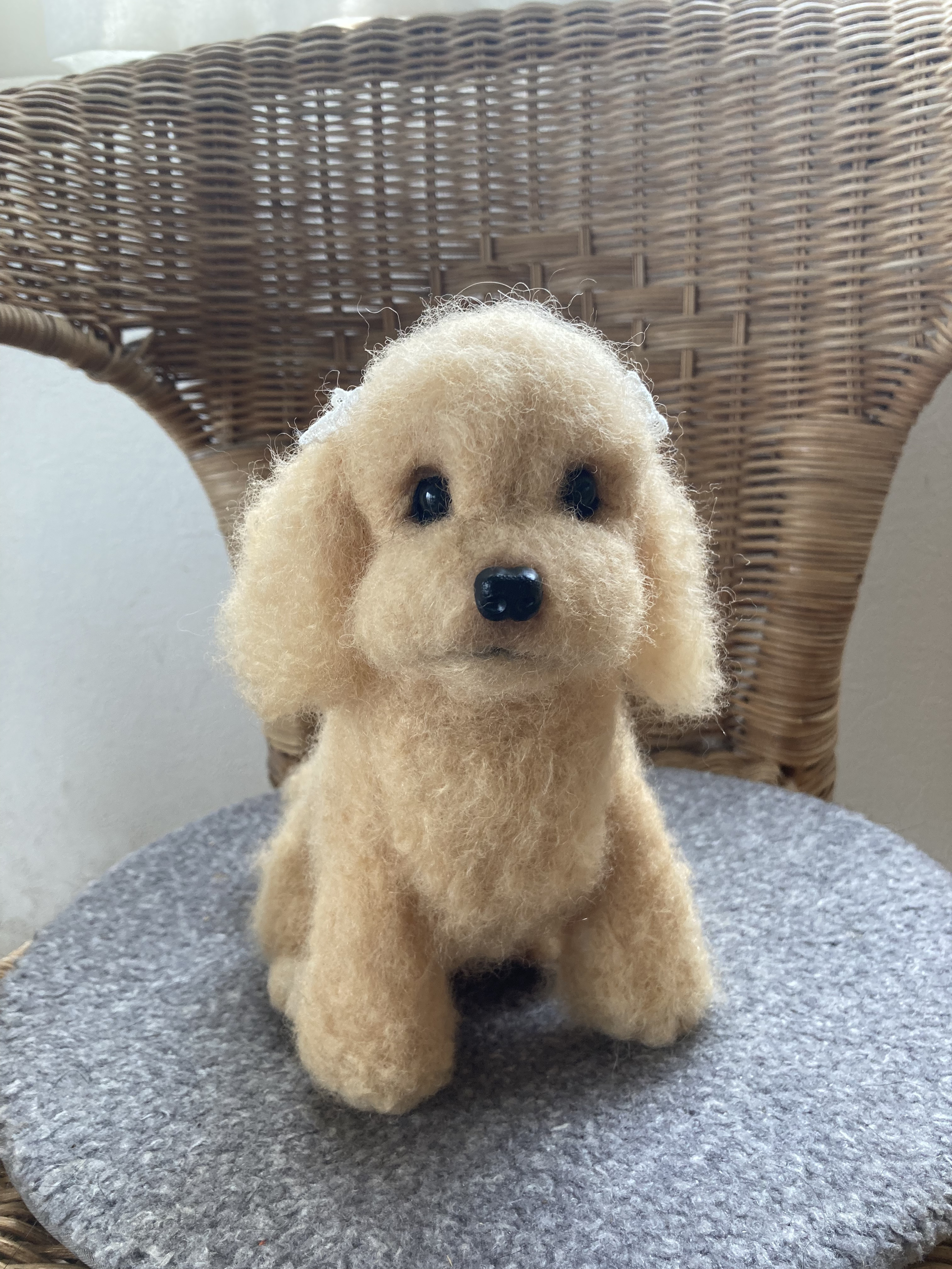 羊毛フェルト トイプードルちゃん おすわり 羊毛フェルト人形