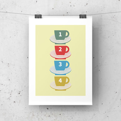 北欧 風 インテリア アート ポスター【 cups.04 】アイボリー :/ 042/ コーヒー カップ キッチン 6枚目の画像