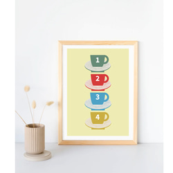 北欧 風 インテリア アート ポスター【 cups.04 】アイボリー :/ 042/ コーヒー カップ キッチン 4枚目の画像