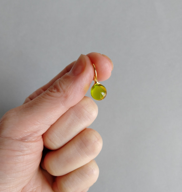 免運費 [客製] 玻璃耳墜，黃色 第3張的照片