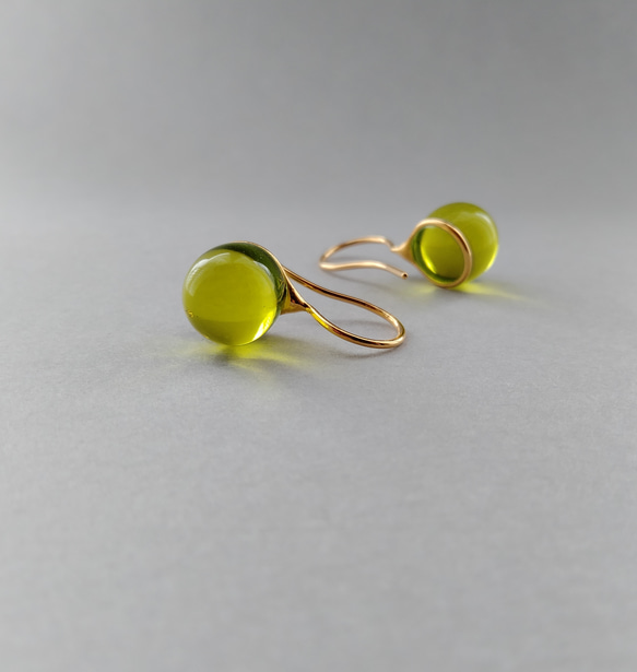 免運費 [客製] 玻璃耳墜，黃色 第2張的照片