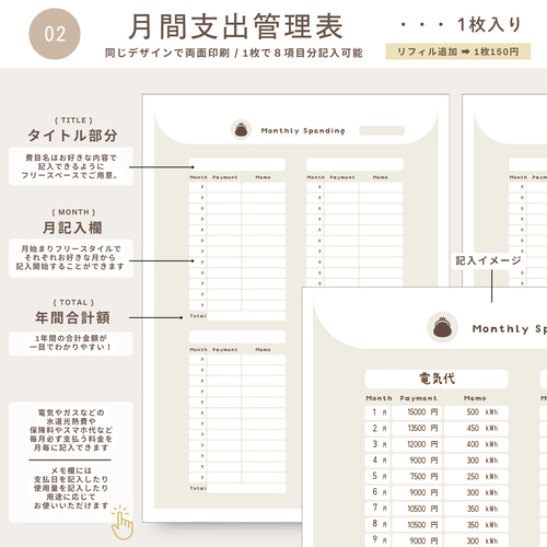 匿名配送対応【A5版】オリジナル家計簿/家計簿フォーマット/詰め合わせ