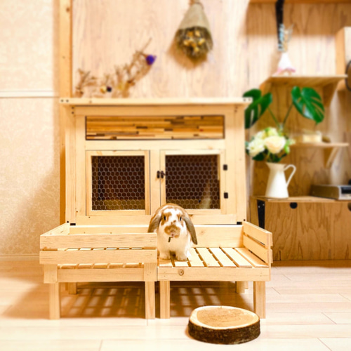 うさぎケージ 木製ケージ うさぎ木製ケージ セカンドハウス ステッチ