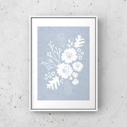 北欧 風 インテリア アート ポスター【 white painted 】ブルー :/043/ 花 植物 ナチュラル 自然 2枚目の画像