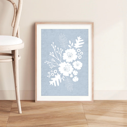 北欧 風 インテリア アート ポスター【 white painted 】ブルー :/043/ 花 植物 ナチュラル 自然 4枚目の画像