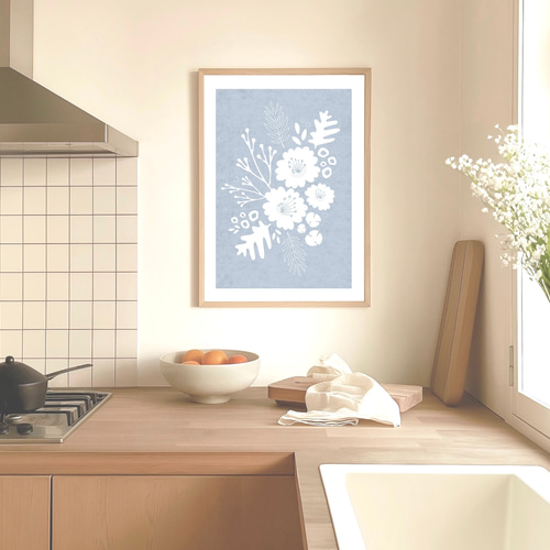 北欧 風 インテリア アート ポスター【 white painted 】ブルー