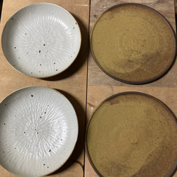 shinoheigamaオーダー品　きりかぶ　皿大 斑点ありB×2枚・黄瀬戸プレート大×2枚 2枚目の画像
