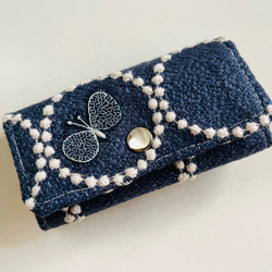 ミナペルホネン◎本革キーケース タンバリン ちょうちょ スマートキー