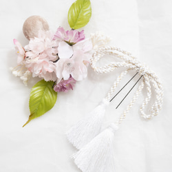 【ボブ・ショートボブのヘッドドレスZ】和装前撮り・結婚式白無垢・色打掛の桜（さくら）の髪飾り ウェディングヘッドパーツ 8枚目の画像