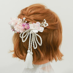 【ボブ・ショートボブのヘッドドレスZ】和装前撮り・結婚式白無垢・色打掛の桜（さくら）の髪飾り ウェディングヘッドパーツ 2枚目の画像