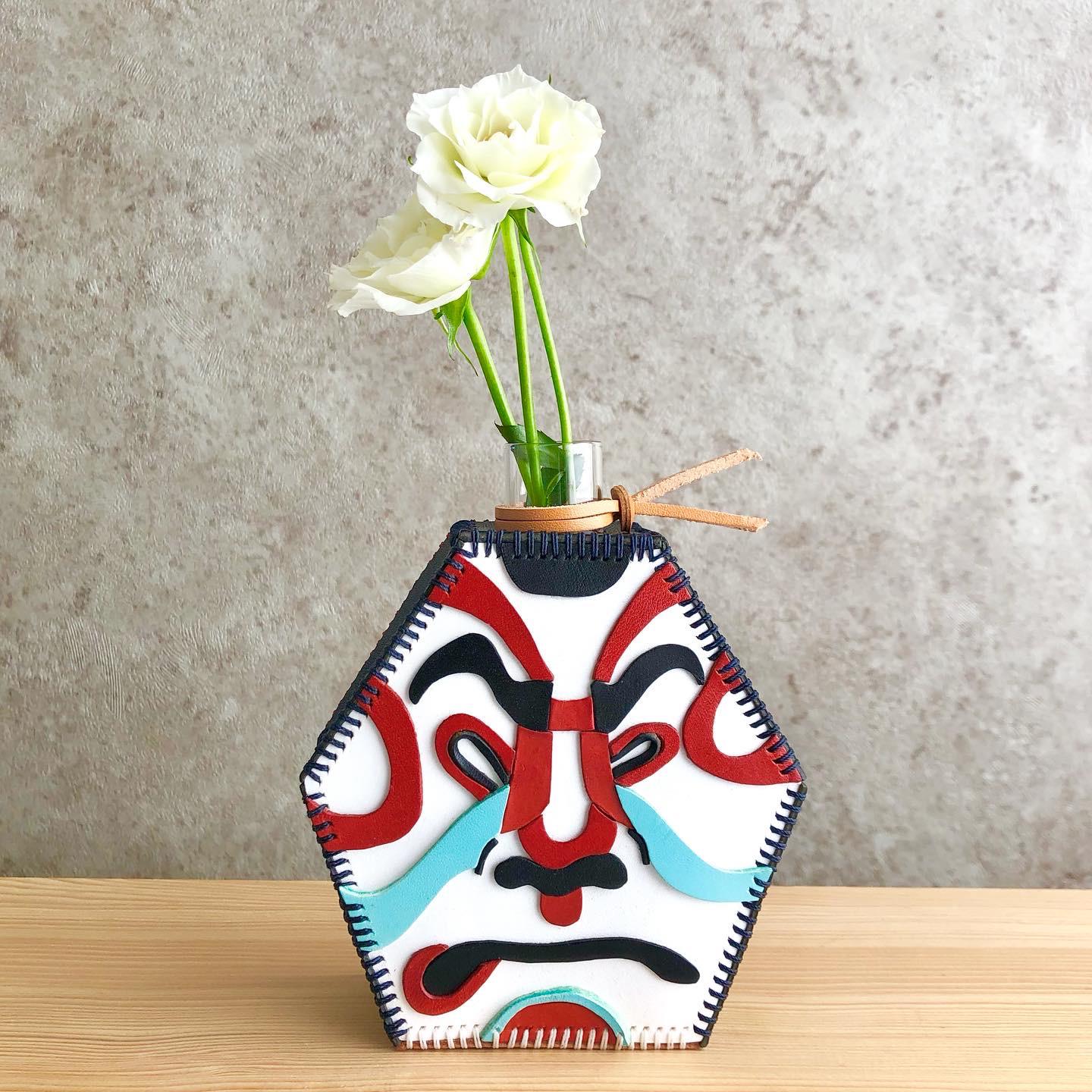 ■送料無料■ 革の一輪挿し / 歌舞伎