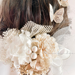 振袖　袴　❤︎レースの蝶々飾り♡かわいい髪飾り❤︎  結婚式　前撮り　成人式　卒業式　和装ヘア　ドレスヘア　OHANA 4枚目の画像