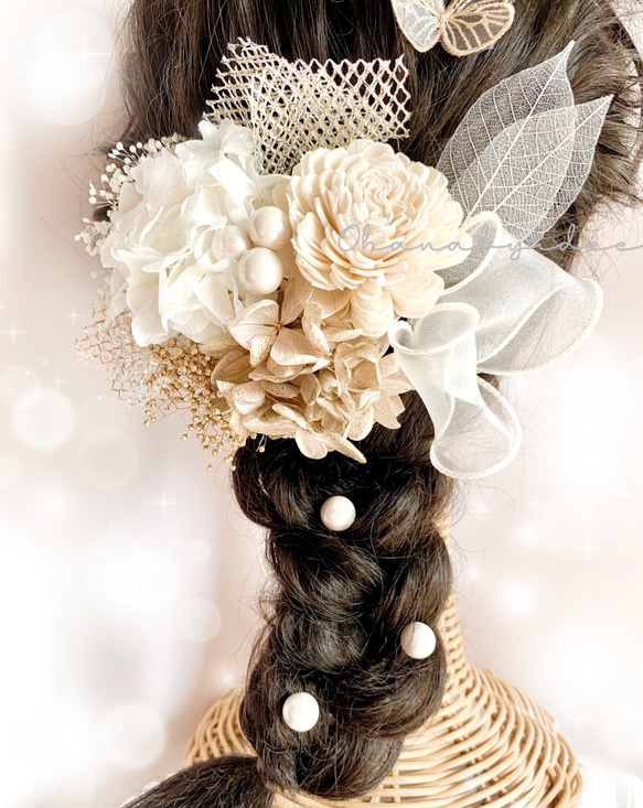 振袖　袴　❤︎レースの蝶々飾り♡かわいい髪飾り❤︎  結婚式　前撮り　成人式　卒業式　和装ヘア　ドレスヘア　OHANA 6枚目の画像