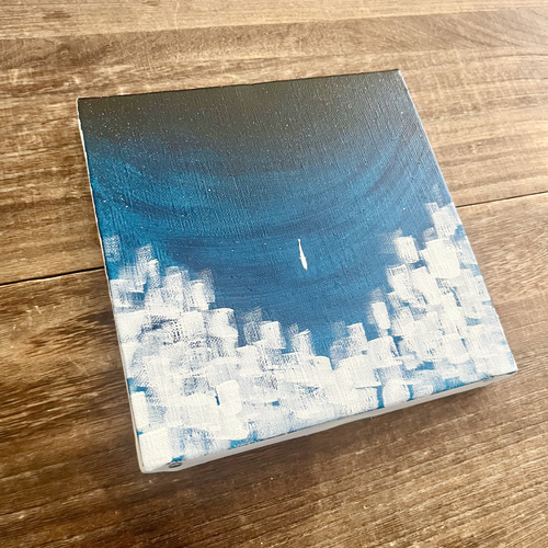 Unexplored（未踏）」 原画 深海×魚×漂流 黒 青 絵画キャンバス