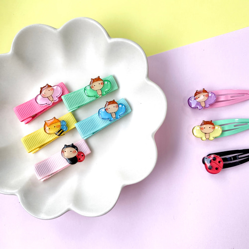 テントウムシ】ベビーヘアクリップ ヘアゴム ベビーヘアクリップ