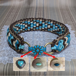 パラコード ターコイズブルーのお飾りチョーカー首輪 大型犬用