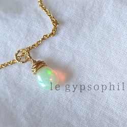 14kgf 宝石質オパールネックレス Opal necklace ゴールドフィルド製 3枚目の画像