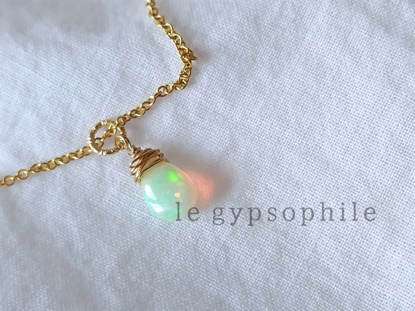 14kgf 宝石質オパールネックレス Opal necklace ゴールドフィルド製 3枚目の画像