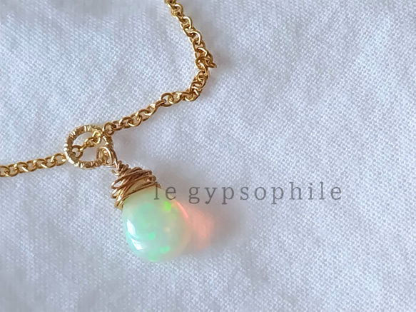 14kgf 宝石質オパールネックレス Opal necklace ゴールドフィルド製 1枚目の画像