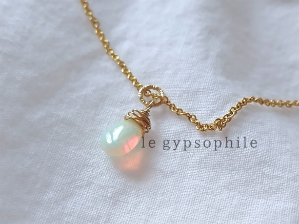 14kgf 宝石質オパールネックレス Opal necklace ゴールドフィルド製 2枚目の画像