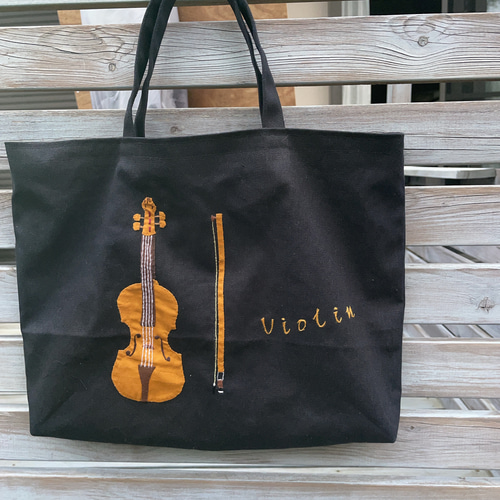 再販 バイオリン刺繍のレッスンバッグ その他入園グッズ AZmama