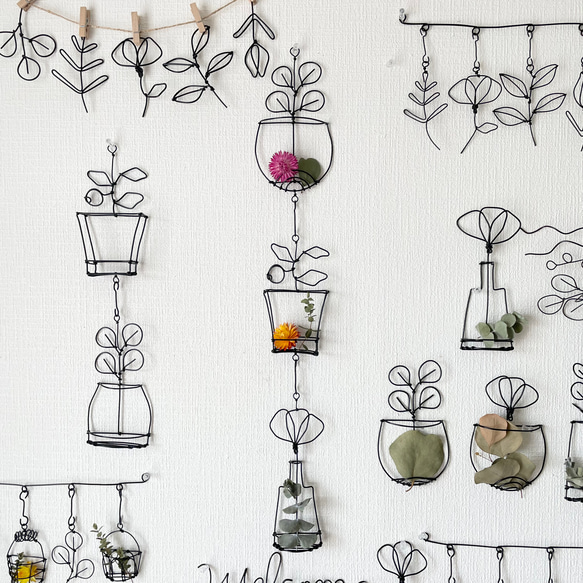 立体鉢植え3点モビール＊ワイヤークラフト モビール にこちゃん 通販