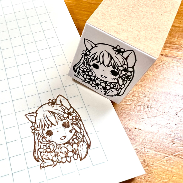 オリジナルイラストスタンプ　お花の女の子2×2.5ｃｍ 4枚目の画像