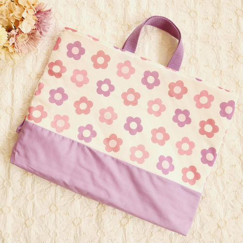 ダマスク柄ピンクレッスンバッグ上履き袋体操着袋巾着入園入学